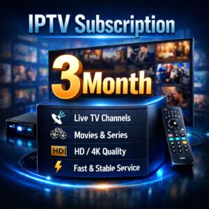 Global IPTV 1-Month Subscription with live TV channels, VOD movies, sports, and 4K streaming on multiple devices
