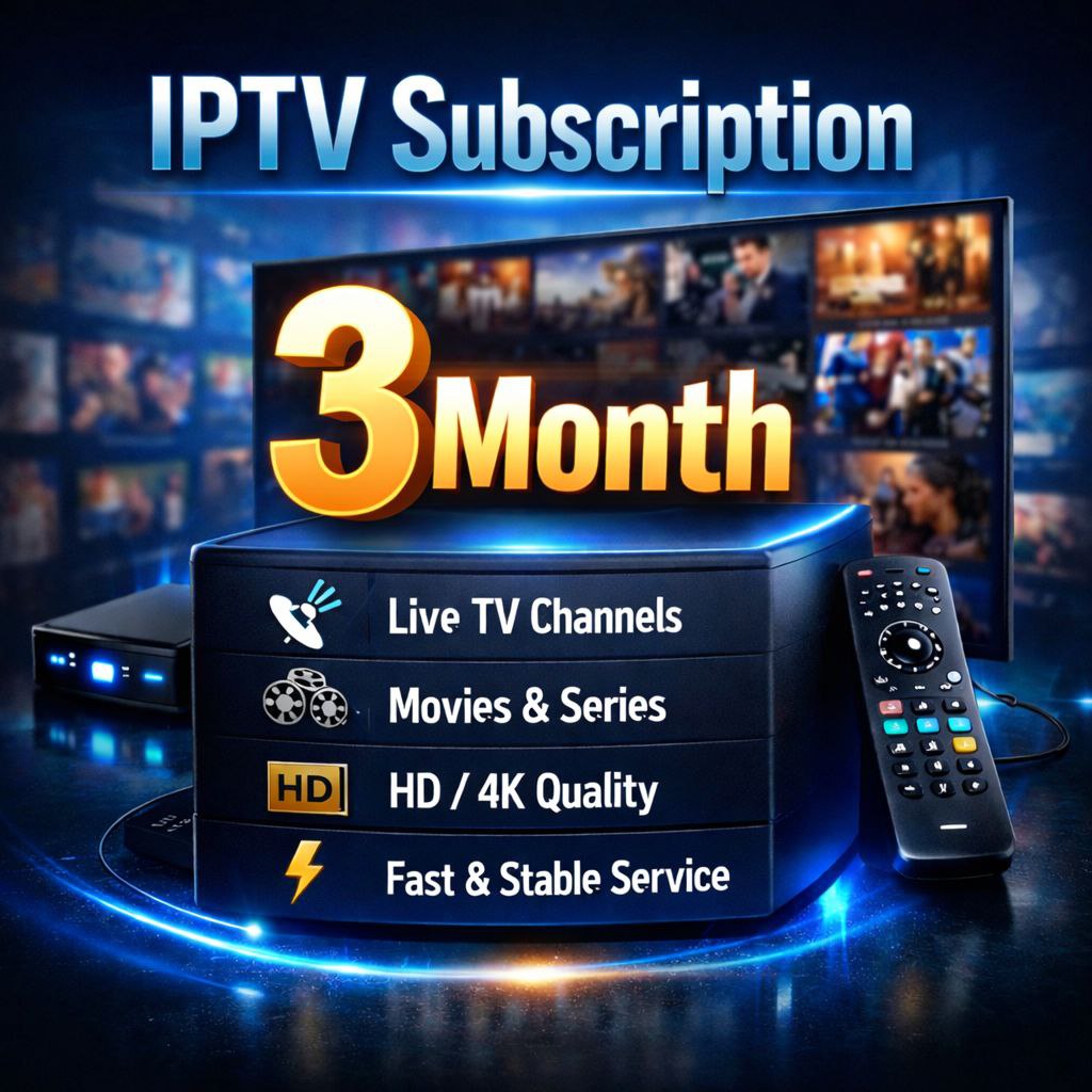 Global IPTV 1-Month Subscription with live TV channels, VOD movies, sports, and 4K streaming on multiple devices