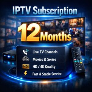 Global IPTV 1-Month Subscription with live TV channels, VOD movies, sports, and 4K streaming on multiple devices